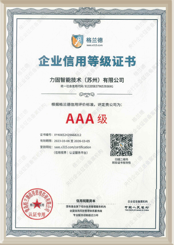 Enterprise Credit rating certificate